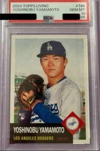 2024 Topps Living Set 746 Yoshinobu Yamamoto Dodgers Rookie RC PSA 10 Gem Mint - Picture 1 of 2