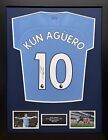 FRAMED SERGIO KUN AGUERO SIGNED MANCHESTER CITY FOOTBALL SHIRT WITH PROOF & COA