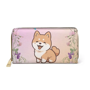 Shiba Inu Floral Zipper Wallet - Picture 1 of 5