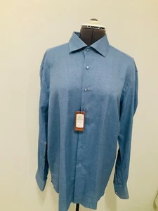 CAMISA STEFANO RICCI HOMBRE ALGODÓN AZUL TALLA 17.5/44 NUEVA HECHA EN ITALIA - Imagen 1 de 16