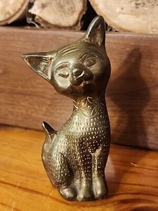 Mid Century Modern Brass Cat Figurine 4.5” Tall. 22B - Picture 1 of 6