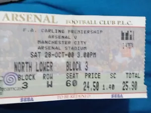 Arsenal V Manchester City 2000 Home Ticket - Picture 1 of 2