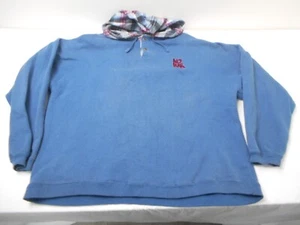 VINTAGE No Fear Hoodie Mens XXL Blue Plaid Skater Punk 90s Y2K Hooded Grunge - Picture 1 of 11