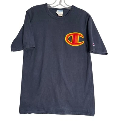 Camiseta Masculina Bordada Vintage Champion Big C Logo M Azul Marinho Roupa Esportiva - Imagem 1 de 4