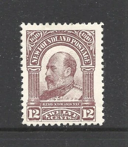 NEWFOUNDLAND SCOTT 96 MLH VF - 1910 12c LILAC BROWN  GUY ISSUE   CAT $75.00 - Picture 1 of 2