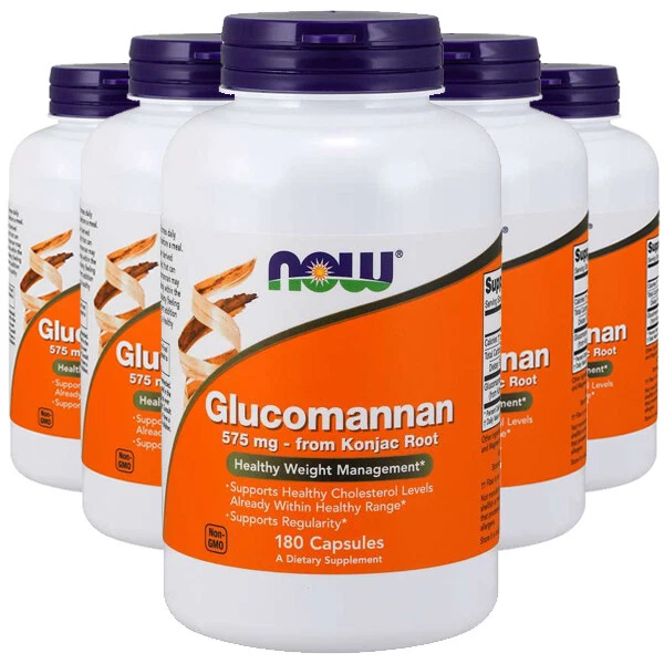 Glucomannan 575mg 5X180 cápsulas Now Foods de Konjac Root Kosher - Imagem 1 de 2