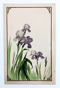 Cartolina antica in rilievo fiori di iris n. 7688 non spedita - Foto 1 di 3