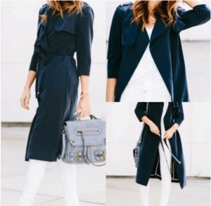 Ted Baker Corabel Navy Blue Modal Lightweight Trench Coat 3/4 Sleeves | Ted Bake - Picture 1 of 8