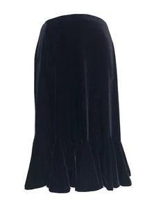 JS COLLECTIONS Black Velvet Trumpet Skirt Long Ruffle Hem Stretchy Size 4 NEW - Picture 1 of 11