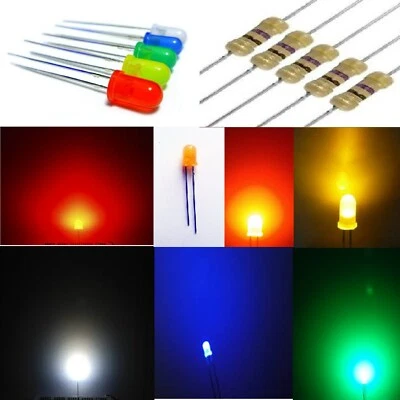 Diodi LED 3 e 5 mm LUCE DIFFUSA + RESISTENZE SCEGLI colore e quantità - Immagine 1 di 4