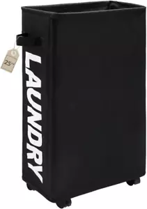 25" Rolling Slim Laundry Basket on Wheels, Foldable Laundry Hamper with Handle, - Picture 1 of 12