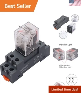 Reliable 10A DPDT Relay with Socket & Visual Indicator for Easy Troubleshooting - Picture 1 of 8