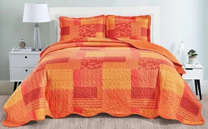 3-Piece Fine Printed Oversize (115" X 95") Quilt Set, Bedspread Coverlet King Si - Picture 1 of 1