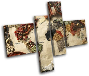 Spices World Map Atlas Food Kitchen MULTI LONA pared arte Foto impresion - Imagen 1 de 1