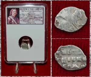 RUSSIA Tsar and Emperor PETER THE GREAT 1682-1725 Horseman Silver Coin Kopeika - Picture 1 of 4
