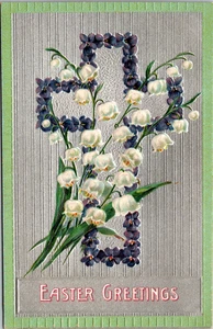 Easter Greeting Silver Cross Postcard Anna Adams Lancaster WI - Picture 1 of 2