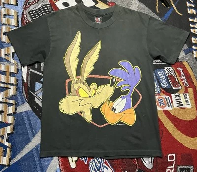 Vintage Wile E Coyote Road Runner Shirt Looney Tunes Giant USA XL 90s 1993 READ - Image 1 of 4
