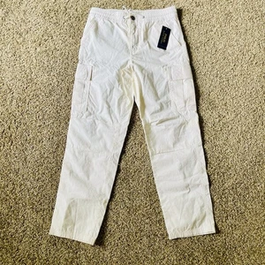 Polo Ralph Lauren Boys Class 3 Cargo Patchwork White Pants Kids Size Medium - Picture 1 of 8