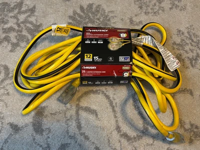 Husky VividFlex 25 ft 12/3 Heavy Duty In/Outdoor Extension Cord Lighted Yellow - Image 1 of 4