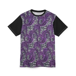 T-shirt unisex modello foglia viola taglio e cucito  - Foto 1 di 15