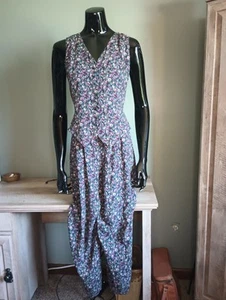 Vintage 90s Womens Floral Wide Leg Jumpsuit Size 3 / XS Cottagecore Boho - Picture 1 of 18