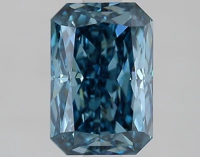 1.70 Cts Fancy Vivid Blue Radiant VS1 Lab Grown CVD Diamond With Free Shipping - Image 1 of 4