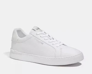 Coach Clip Leather Low top Trainer Sneaker UK 8.5 Optic White BNIB £195 USA 9 - Picture 1 of 9