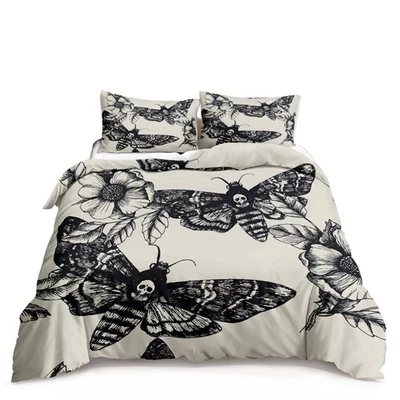 Juego de cama Death Moth para niñas adolescentes niño calavera decoración edredón cubierta hallowe... Foto 1 de 4