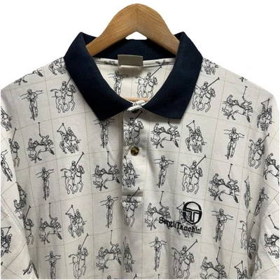 Camisa polo deportiva de algodón Sergio Tacchini de colección para hombre talla XXL blanca caballo ecuestre Foto 1 de 4