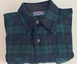 Pendleton uomo vintage lana bottoni flanella plaid taglia large made in USA - Foto 1 di 8