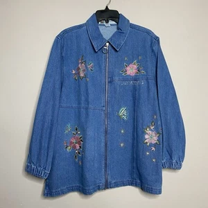 VTG Passion-I Denim Jacket Floral Butterfly Embroidered Beaded Las Vegas SZ S - Picture 1 of 15