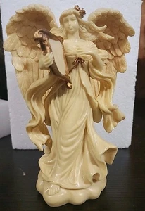 Sears Roebucks Ivory Angel Figurine Holding Harp - 7" Tall Resin - New in Box - Picture 1 of 8