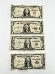 (LOT OF 4) 1935 A $1 One Dollar Silver Certificate Hawaii Overprint Bill Notes - Picture 1 of 7