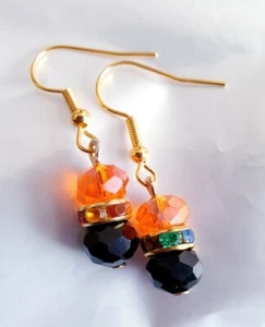 Brand New Orange And Black Halloween Party Gift Casual Handmade Earrings - Picture 1 of 2