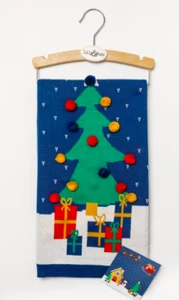 Mantón bebé manta tejida Navidad pompones 85 x 85 cm percha de lujo - Imagen 1 de 10