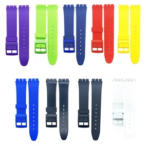 Swatch Watch Band 17 MM Plain Green, Navy Blue, Red, Yellow, Purple, Blue, Black - Picture 1 of 39