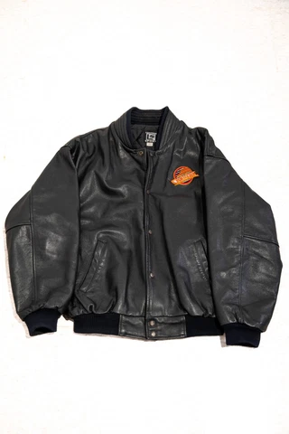 Vintage 90s Vancouver Canucks NHL Faux Leather Bomber Jacket - Men's Large Cover