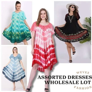 Maxi Vestido Camiseta Larga Para Mujer Informal Tie Dye Estampado Mezcla 10 piezas - Imagen 1 de 24