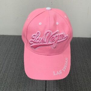 Las Vegas Baseball Hat Womens Adjustable Pink White Embroidered Strapback Cap