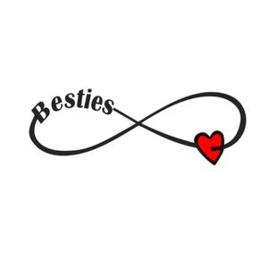 Besties TEMPORARY TATTOO love heart best friends - Picture 1 of 2