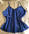 VINTAGE BHS Blue Glossy Silky Satin Camisole Vest UK 16