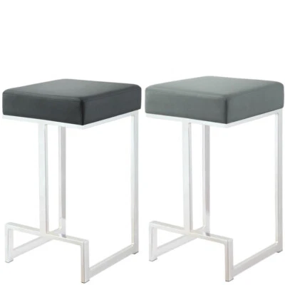 Gervase Modern Cozy Square Counter Height Stool 1 PC Chrome Finish Two Colors - Image 1 of 3