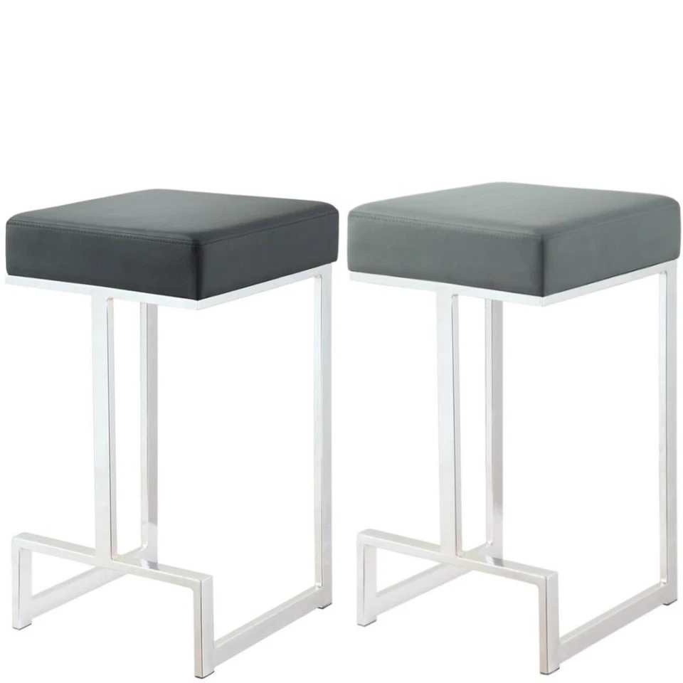 Gervase Modern Cozy Square Counter Height Stool 1 PC Chrome Finish Two Colors - Image 1 of 3