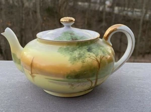 Antique Nippon Noritake Morimura Lake Lagoon Sail Boat Sailboat Teapot OOAK ❤️tb - Picture 1 of 8
