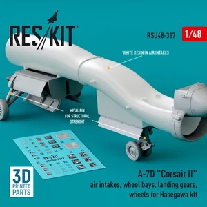 A-7D Corsair II tomas de aire, bahías de ruedas, trenes de aterrizaje, ruedas para Hasegawa 1:48 - Imagen 1 de 14