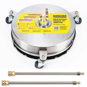New 15" Pressure Washer Surface Cleaner 4000 PSI, 2 Extension Wands, Wheeled, QC - Picture 1 of 8