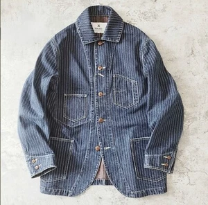 Vintage Retro American Style Wabash Engineer Hickory Stripe Workwear Farm Jacket - Picture 1 of 16