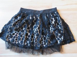 New Women's Forever 21 Black Lace Champagne Gold Layered Tule Mini Skirt Size XS - Picture 1 of 5