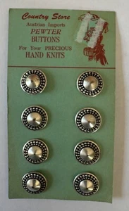 Vintage Pewter Buttons from Austria Imports Set of 8 Pewter Shank Buttons - Picture 1 of 3