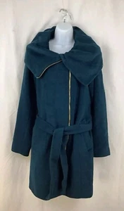 Cole Haan Women's Coat Size 14 Wool Slick Blend Dark Green Belted Wrap NWOT - Picture 1 of 13